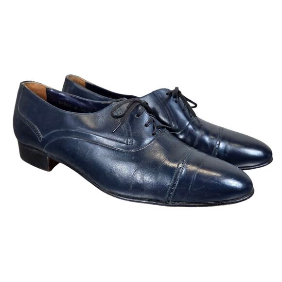 SAMUEL WINDSOR OXFORDS 11D Mens Blue Leather Dress Shoes Office Business Church‎ - Picture 1 of 11